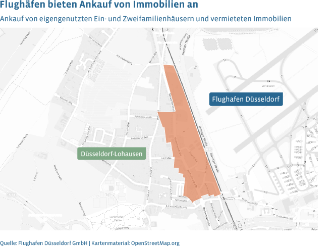 Der Flughafen Düsseldorf bietet ein Ankaufprogramm für Immobilien von Flughafenanrainern